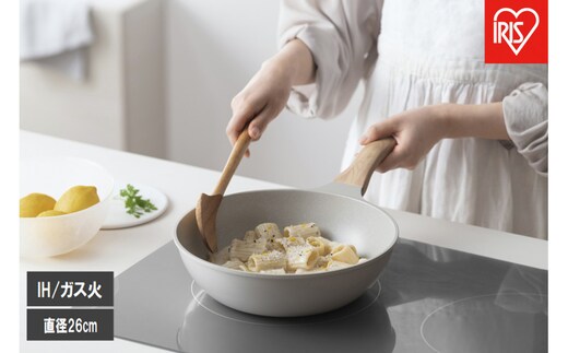 ナチュかるフライパン炒め鍋２６cm ＩＨ・ガス火対応 NTL-W26MO グレイッシュモカ