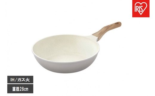ナチュかるフライパン炒め鍋２８cm ＩＨ・ガス火対応 NTL-W28PG パールグレー×アイボリー