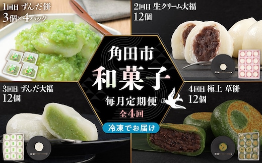 【4回定期便】「秘伝豆 ずんだ餅」「生クリーム大福 雪ふたえ」「 ずんだ大福」「極上 草餅」毎月定期便【お菓子 和菓子 ずんだ大福 秘伝豆 ずんだ餅 大福 生クリーム大福 雪ふたえ 大福 ずんだ大福 極上 草餅 ささもり 菓子 おかし ずんだ 食品 贈り物 宮城県 名物 銘菓 枝豆 もち 枝豆 ふるさとの味 定期便 4回 人気 おすすめ 送料無料】