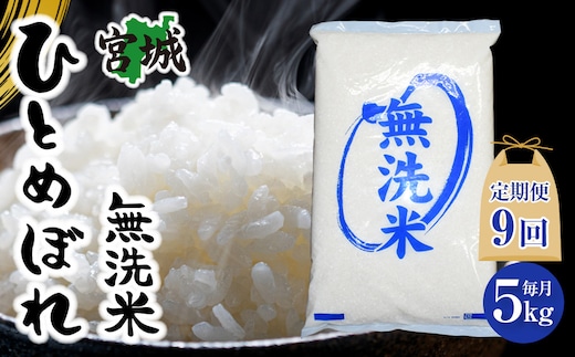 【9回定期便】宮城県産ひとめぼれ【無洗米】 5kg×1袋