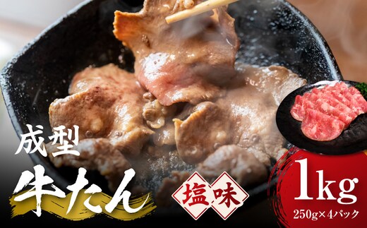 成型牛たん塩味 1kg(250g×4P) 宮城県共通返礼品