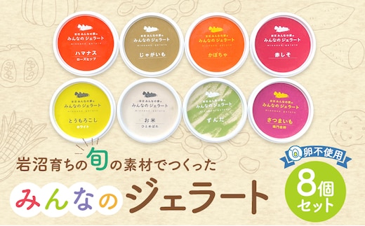 アイス みんなのジェラート 8個 詰め合わせ セット 岩沼みんなの家 ジェラート お米 ずんだ さつまいも とうもろこし かぼちゃ 食べ比べ アイスクリーム 氷菓 スイーツ デザート おやつ ヘルシー 東北 震災 支援 冷凍 冷凍配送 宮城 宮城県 岩沼市