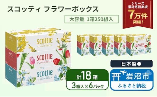 ティッシュ スコッティ フラワーボックス 18箱 ( 3箱 × 6パック )