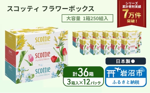 ティッシュ スコッティ フラワーボックス 36箱 ( 3箱 × 12パック )