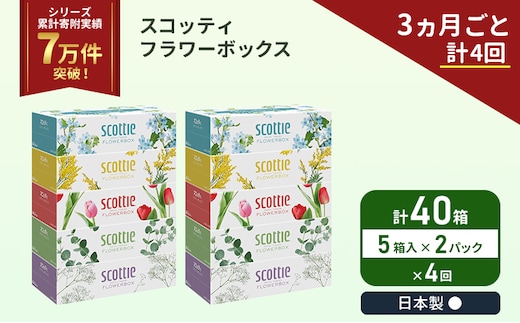 定期便 ティッシュ スコッティ フラワーボックス 40箱 (5箱×2パック)《3ヶ月ごと計4 回》 ティッシュペーパー ペーパーボックスティッシュ ボックスティシュー ティシュペーパー 防災 災害 日用品 消耗品 生活用品 生活必需品 宮城県 岩沼市