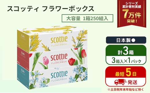 ティッシュ スコッティ フラワーボックス 3箱 ( 3箱 × 1パック )
