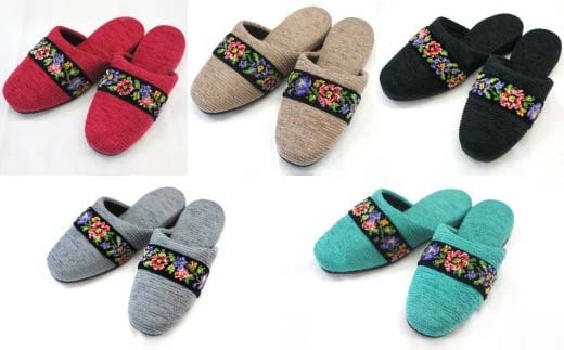 シェニールモール織吊込スリッパ（約25cmまで）＜カラー：ブラック＞ 【04301-0365】