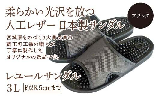 レユールサンダル3L（約28.5cmまで） ブラック 【04301-0598-2】