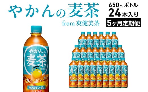 【5か月連続お届け】やかんの麦茶 from 爽健美茶 650ml PET×24本 コカコーラ 麦茶 茶 お茶 カフェインレス ペットボトル 常備 備蓄 定期便 蔵王 【04301-0925】