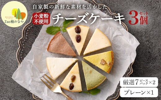 【選べる組合せ】蔵王のチーズケーキ専門店 選べるチーズケーキ＜厳選7ピースパック2個・プレーンチーズケーキ1個＞ 【04301-1036-3】
