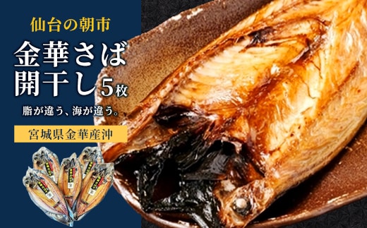 仙台の朝市 金華さば開干し 5枚 【04301-1061】