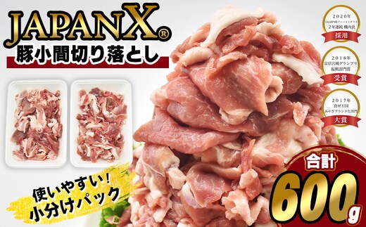 JAPAN X 豚小間切り落とし/計600g 豚肉 豚 ブランド豚 小分け 豚こま 豚小間 切落し ジャパンエックス 蔵王 人気 【04301-1103】