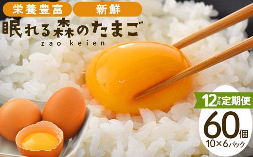 【12か月連続お届け】眠れる森のたまご 朝採れ卵60個 たまご タマゴ 卵 鶏卵 濃厚 こだわり 新鮮 【04301-0796】