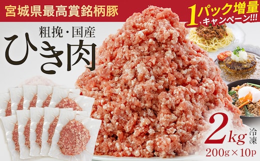 【期間限定・1パック増量キャンペーン！】JAPAN X ひき肉 200g×10 計2㎏ 豚肉 豚 ブランド豚 小分け 豚ひき肉 挽肉 ひき肉 ジャパンエックス 蔵王 人気【04301-0885】
