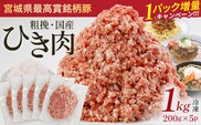 【期間限定・1パック増量キャンペーン！】JAPAN X ひき肉  200g×5  計1㎏　豚肉 豚 ブランド豚 小分け 豚ひき肉 挽肉 ひき肉 ジャパンエックス 蔵王 人気【04301-0884】