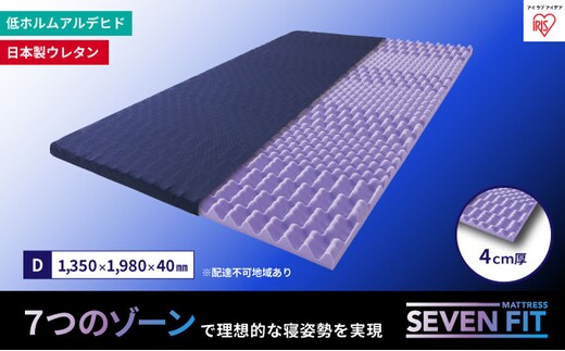 セブンフィットマットレス4cm ダブル UMPZ74-D アイリスオーヤマ 寝具 敷布団 敷き布団 快眠 睡眠 寝室 ベット 日用品 