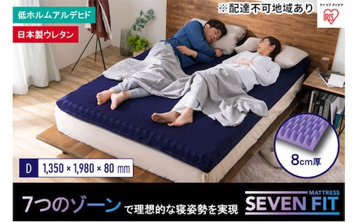 セブンフィットマットレス8cm ダブル UMPZ78-D アイリスオーヤマ 寝具 敷布団 敷き布団 快眠 睡眠 寝室 ベット 日用品 