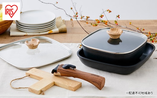 フライパン セット 6点 セット 取っ手が取れる SKL-SE6S スキレット アイリスオーヤマ IH ガス オーブン キャンプ BBQ フライパン 鍋 ガラス蓋 スキレット風 プレゼント ギフト スクエア 新生活