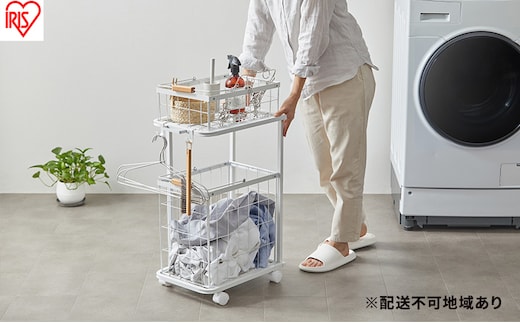 ランドリーラック バスケット ランドリーバスケットワゴン 2段 LBW-452 ホワイト 台車 ワゴン キャスター付き 41.5L 北欧 おしゃれ 洗濯 洗面所 脱衣所 収納 ラック アイリスオーヤマ インテリア 