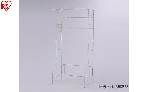 ランドリーラック ハンガーバー付ランドリーラック HLR-Y18 シルバー 洗濯機ラック アイリスオーヤマ おしゃれ 洗面所 収納 縦型 洗濯機ラック 伸縮 2段 ラック 洗濯ラック 棚 脱衣所 洗剤 タオル 柔軟剤 棚付き 一人暮らし 新生活