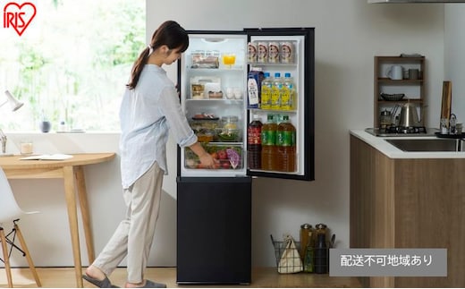 冷凍冷蔵庫 170L IRSD-17A-BH ナチュラルブラック 冷蔵庫 2ドア アイリスオーヤマ 直冷式 スリム 冷蔵 冷凍庫 薄型 右開き 新生活 一人暮らし