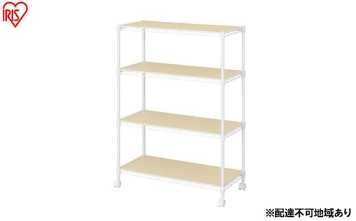 カラーメタルラック ウッドボード付き CMM-75104B ホワイト ラック 棚 おしゃれ キャスター キャスター付 収納ラック キッチン ウッドボード付き メタルラック メタル カラーラック 収納 リビング 寝室 かわいい アイリスオーヤマ 幅75