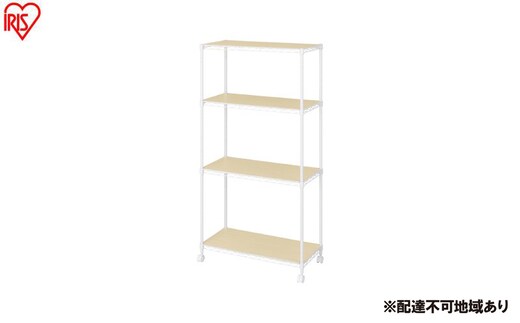 カラーメタルラック ウッドボード付き CMM-75144B ホワイト ラック 棚 おしゃれ キャスター キャスター付 収納ラック キッチン ウッドボード付き メタルラック メタル カラーラック 収納 リビング 寝室 かわいい アイリスオーヤマ 幅75
