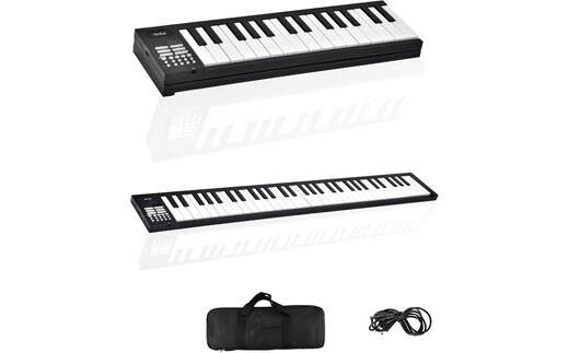 折りたたみ 電子ピアノ 61鍵盤 日本語表記 充電式 ワイヤレス 入門用 初心者 大人 子供 電子キーボード 電子 ピアノ キーボード 折りたたみ式 折り畳み 練習 楽器 録音 再生 リズム 音色 自動伴奏 スリム SunRuck SR-DP08F-BK