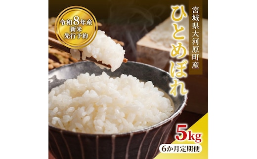 ひとめぼれ 定期便6回/5kg×1袋 令和8年産 新米 先行予約 宮城県産 米 精米 白米
