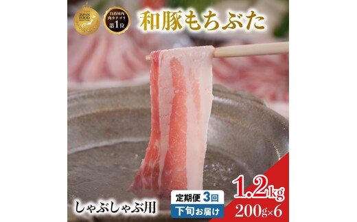 毎月下旬お届け 3回 しゃぶしゃぶ用 豚バラ すき焼き 和豚 もちぶた 200g×6 (1.2kg) 豚肉 ポーク 肉 豚 国産 宮城県産 小分け バラ肉 豚バラ肉 ストック 精肉