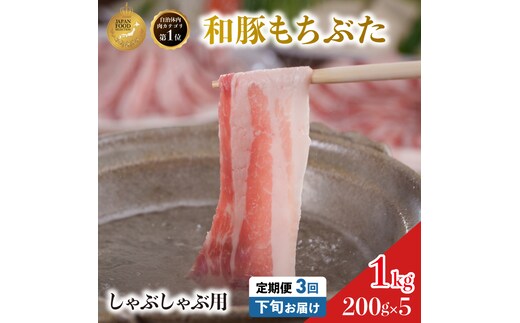 毎月下旬お届け 3回 しゃぶしゃぶ用 豚バラ すき焼き 和豚 もちぶた 200g×5 (1kg) 豚肉 ポーク 肉 豚 国産 宮城県産 小分け バラ肉 豚バラ肉 ストック 精肉