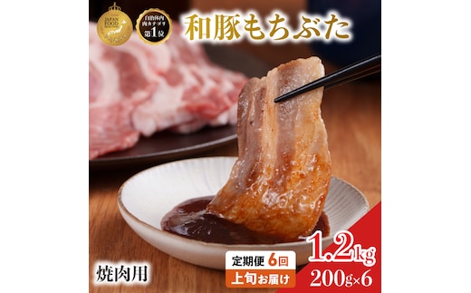 毎月中旬お届け 6回 焼肉用 豚バラ 和豚 もちぶた 200g×6 (1.2kg) 豚肉 ポーク 肉 豚 国産 宮城県産 小分け バラ肉 豚バラ肉 ストック 精肉