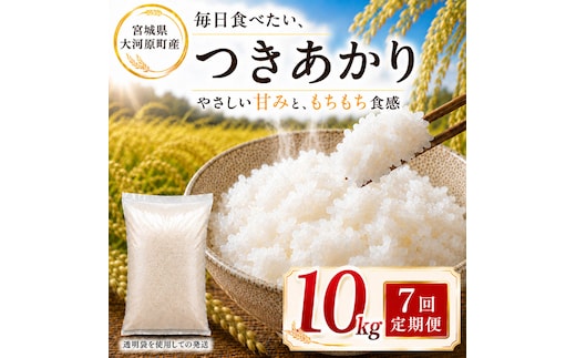 つきあかり 定期便 7回/10kg（5kg×2袋） 令和8年産 新米 ブランド米 白米 精米 【小分け】 宮城県大河原町産
