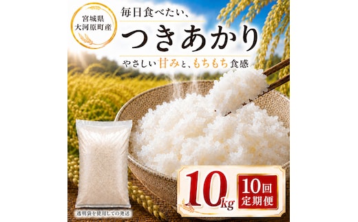 つきあかり 定期便 10回/10kg（5kg×2袋） 令和8年産 新米 ブランド米 白米 精米 【小分け】 宮城県大河原町産