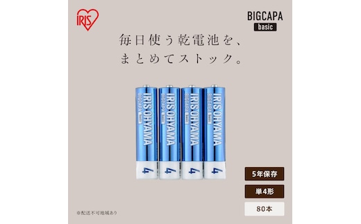 アルカリ乾電池 単4形 80本（4本パック×20個セット） BIGCAPA basic LR03Bb/4P×20