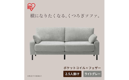 うたたねフェザーソファ 2.5人掛け UFS-25S ライトグレー