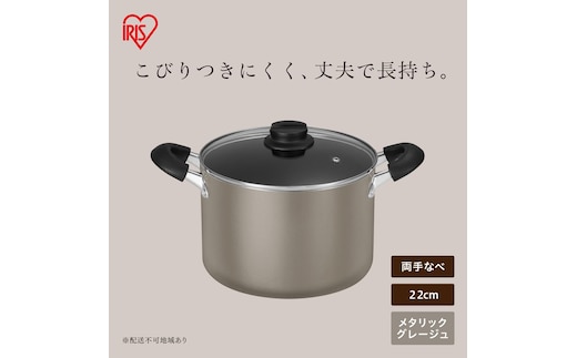 ダイヤモンドコート両手なべ22cm DCS-P22 メタリックグレージュ