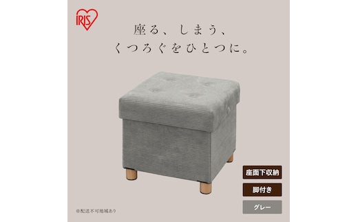 脚付き収納スツール ASST-38 グレー