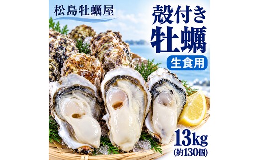 【先行予約の生牡蠣】殻付き 牡蠣 生食用 13kg (約130個) 宮城県産 送料無料 生牡蠣 かき カキ 牡蛎 松島牡蠣屋 産地直送 ふるさと納税 魚介類 バーベキュー BBQ ギフト