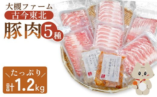 【古今東北】 丸森町大槻ファーム 豚肉5種類セット(計1.2kg）【3010101】
