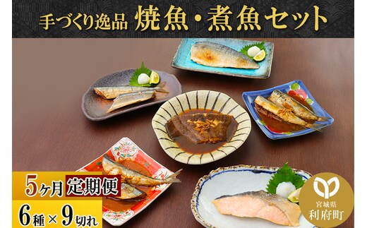 《定期便5ヶ月》焼魚・煮魚6種9切れセット 冷凍 惣菜 おかず つまみ レンチン 湯煎 簡単 煮物 煮付