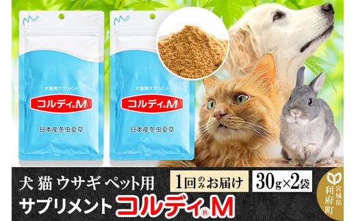 犬 猫 ウサギ いつものエサにプラス！ペット用サプリメント(コルディM) 30g×2袋 冬虫夏草 パウダー 粉末