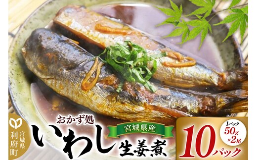 宮城県産 いわし生姜煮 （2尾50g×10パック） 冷凍 惣菜 おかず つまみ レンチン 湯煎 簡単 お取り寄せ しょうが ショウガ