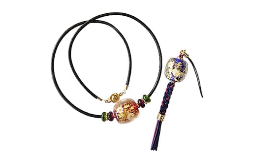 金彩花とんぼ玉ストラップ【bossnonko002】