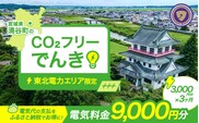 涌谷町CO2フリーでんき 3,000円×3ヶ月コース（注：お申込み前に申込条件を必ずご確認ください）東北電力 電気 電力 東北 電気代 電気料金 青森県 岩手県 宮城県 秋田県 山形県 福島県 新潟県 でんき【ens001】