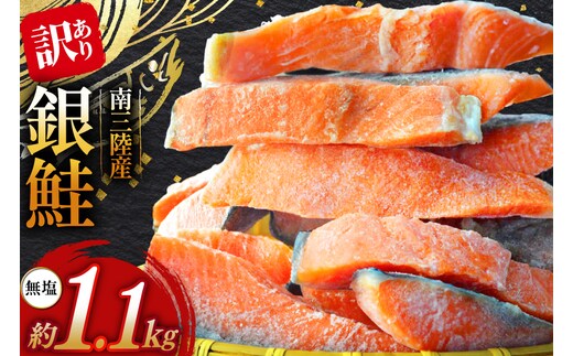 訳あり 三陸産 銀鮭 切身 約1.1kg [阿部長商店 宮城県 南三陸町 m304amh530008] 魚介類 魚 鮭 海鮮 さけ サケ 鮭切身 シャケ 切り身 訳アリ おかず 弁当 サーモン 銀鮭切り身 国産 無塩 規格外 無塩鮭 不揃い 冷凍 家庭用 わけあり