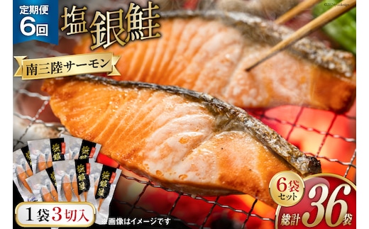 6回 定期便 鮭 切り身 塩銀鮭パック 3切 ×6袋 ×6回 総計36袋 [たみこの海パック 宮城県 南三陸町 m304amh560058] サーモン 銀鮭 塩銀鮭 シャケ 切身 さけ サケ 国産 小分け 個包装 冷凍