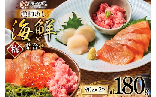 漁師めし 海鮮 詰合せ 〈梅〉 各90g×2 計180g [橋本水産食品 宮城県 南三陸町 m304amh590018] 詰め合わせ セット 魚介 魚介類 魚 海鮮 海鮮丼 丼 サーモン 銀鮭 鮪 まぐろ マグロ 鮭 まぐろたたき 小分け 個包装 冷凍 三陸 ホタテ 帆立 ほたて めかぶ
