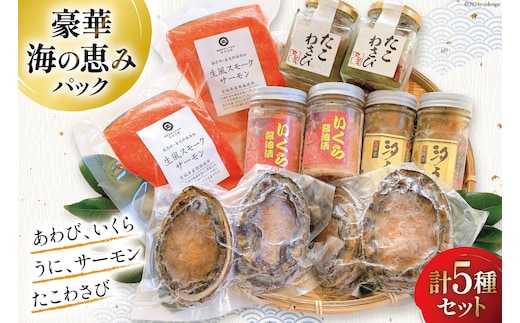 海鮮 詰め合わせ 豪華・海の恵みパック 5種×各2 [たみこの海パック 宮城県 南三陸町 30ae0027] 魚介類 アワビ 鮑 イクラ ウニ 雲丹 高級 希少 セット パック 冷凍