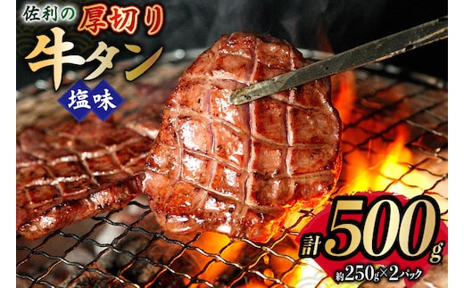 牛タン 厚切 塩味 約250g×2P 計500g [佐利 宮城県 南三陸町 m304amh580028] 牛肉 精肉 牛たん 牛たん塩 牛タン塩 タン 肉 厚切り 焼肉 焼き肉 タン塩 たん塩 小分け 冷凍